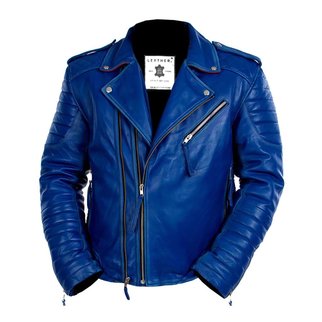 WhatsApp Image 2023-07-03 at 3.11.39 PM Vintage Cafe Racer Distressed Blue Motorcycle Leather Jacket - Image 1
