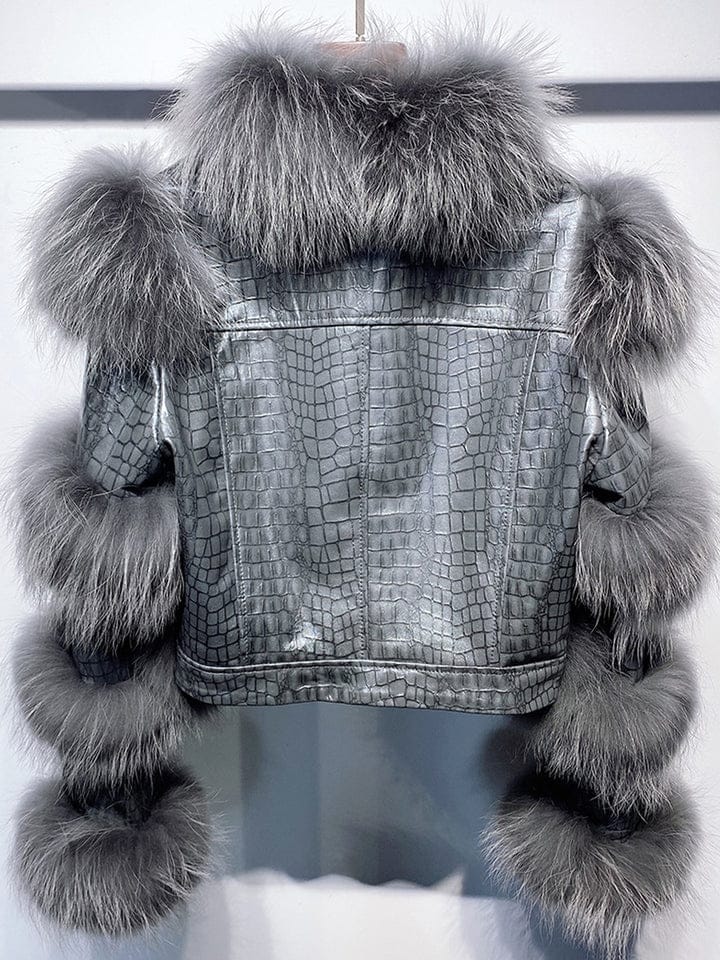 WhatsApp Image 2023-07-05 at 2.34.45 PM Sheepskin Leather Jacket – Luxury Outerwear with Real Fur and Croc Embossed Finish - Image 2