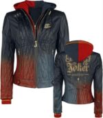 Iconic Harley Quinn Hoodie Leather Jacket for Women - Image 2