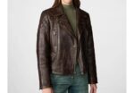 Leather Moto Jacket – Classic Brown Real Leather Outerwear for Women - Image 3