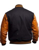 Baseball Varsity High School Letterman Bomber Jacket - Black and Brown College Style - Image 2