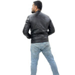 Biker Jackets for Men Waxed Motorcycle Jacket – Black Sheepskin Outerwear - Image 6