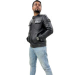 Biker Jackets for Men Waxed Motorcycle Jacket – Black Sheepskin Outerwear - Image 4