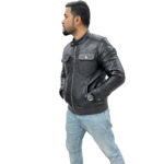 Biker Jackets for Men Waxed Motorcycle Jacket – Black Sheepskin Outerwear - Image 3