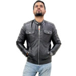 Biker Jackets for Men Waxed Motorcycle Jacket – Black Sheepskin Outerwear - Image 2