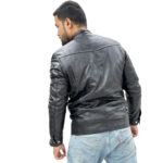 Biker Jackets for Men Waxed Motorcycle Jacket – Black Sheepskin Outerwear - Image 5