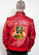 Faux Leather Jacket – Red Streetwear Outerwear for Men - Image 2
