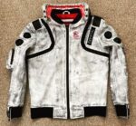 Cyberpunk 2077 White Leather Embroidered Coat – Wax White Game-Inspired Outerwear - Image 4