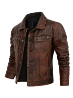 Top Layer Cowhide Leather Jacket for Men