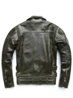 Army Green Cowhide Leather Jacket