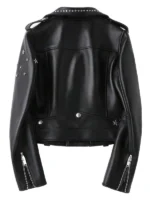 Black leather biker jacket for women