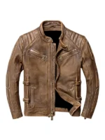 Brown Cowhide Leather Trucker Jacket