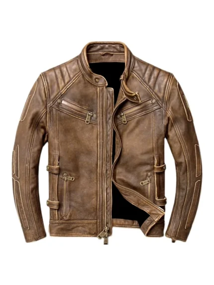 Brown Cowhide Leather Trucker Jacket