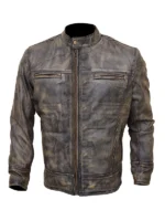 Brown Distressed Cafe Racer Leather Jacket