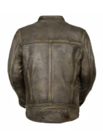 Brown Distressed Leather Cafe Racer Jacket