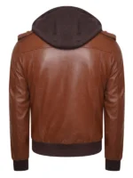 Brown Hooded Leather Jacket with Wings