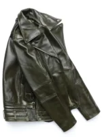 Men’s Army Green Leather Motorcycle Jacket