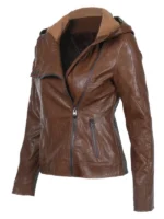 Sheepskin brown biker jacket