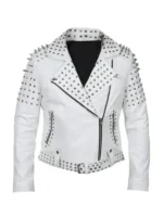 White Biker Leather Jacket