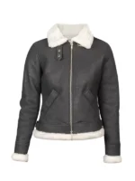 White Shearling B3 Leather Bomber Jacket