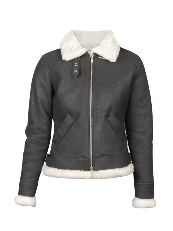 White Shearling B3 Leather Bomber Jacket White Shearling B3 Leather Bomber Jacket