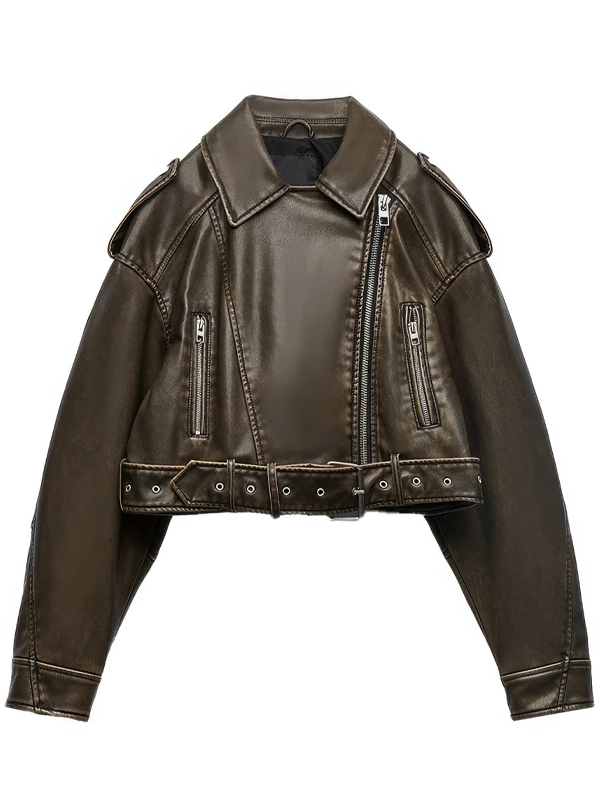 Women's brown genuine leather biker jacket Women's brown genuine leather biker jacket