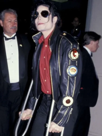 Michael Jackson Royal England Badge Black Leather Jacket
