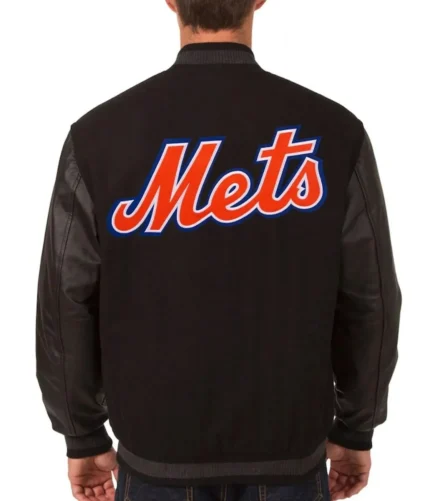 NY Mets Black Leather Jacket
