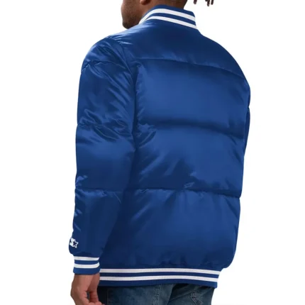 NY Mets Cooperstown Bronx Puffer Blue Satin Jacket