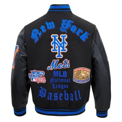 New York Mets Old English Varsity Jacket Black