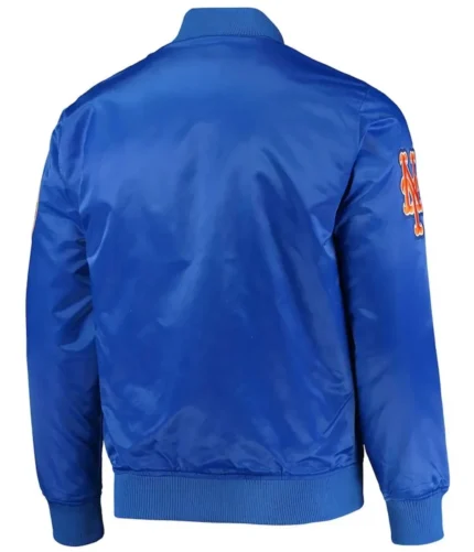 New York Mets Royal Blue Satin Jacket Full Snap Varsity Jacket