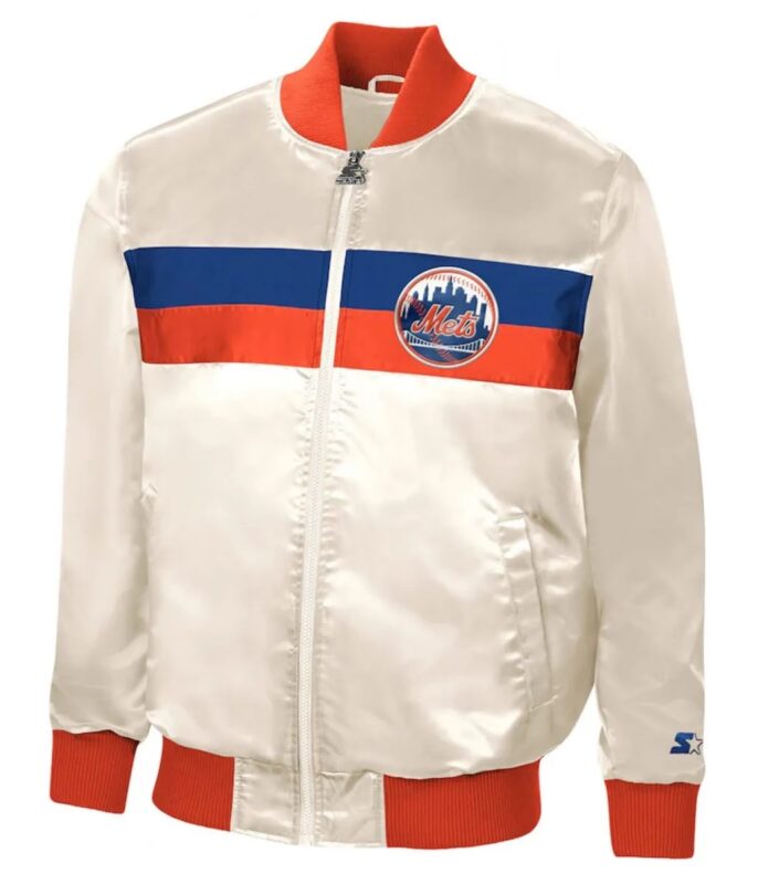 Starter NY Mets White Satin Jacket